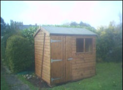 An 8 by 6 shed with the door in the gable end