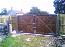 A ledged door in a brick opening