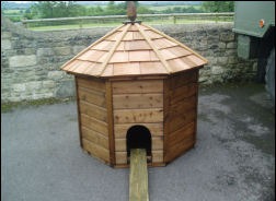 An octagonal duck hut