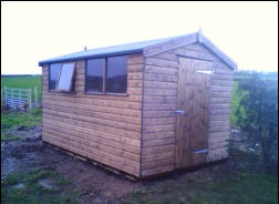 A 12 by 8 shed in a garden