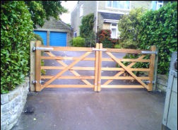 A pair of timber entrance gates